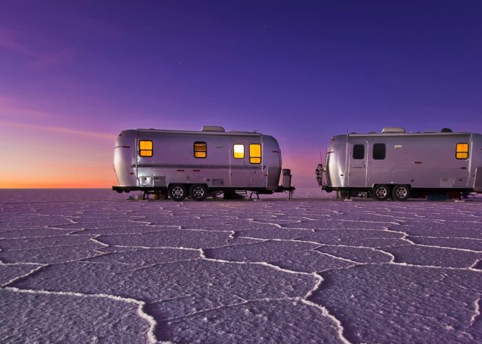 2 Airstreams at Twilight - Crillon Tours